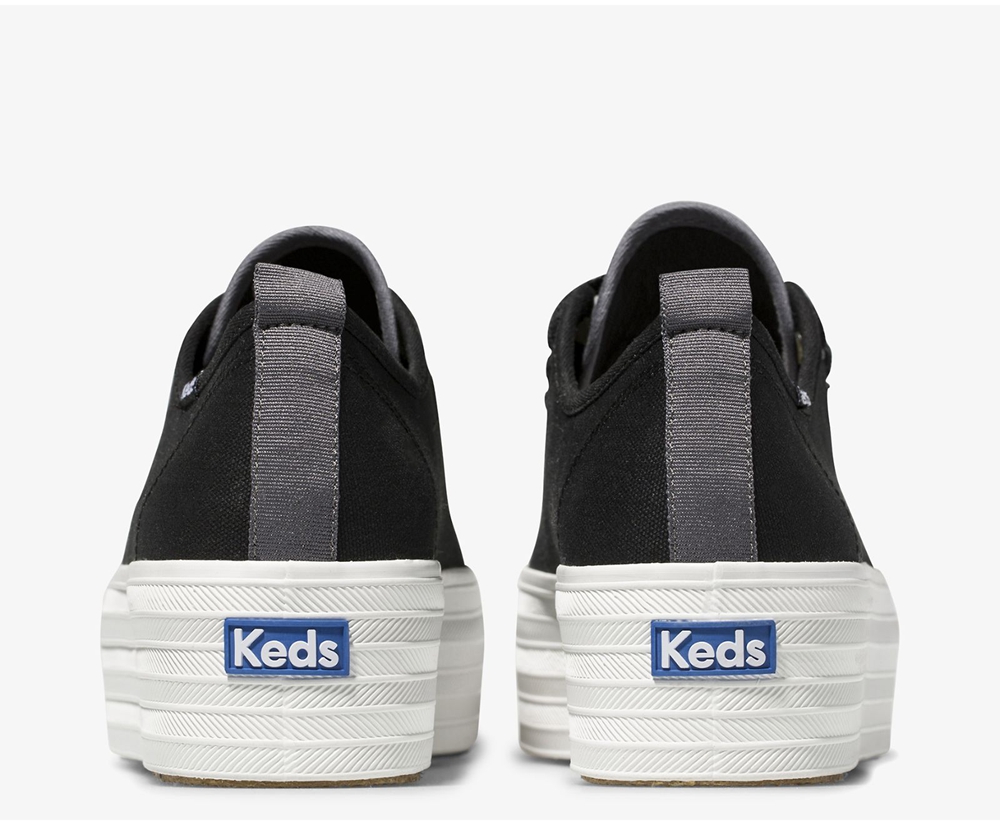 Keds Sneakers Black - Triple Up Canvas - Womens BQRPUF-194